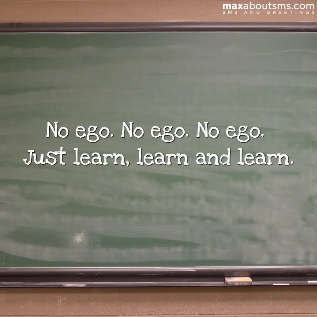 No ego. No ego. No ego. Just learn, learn and lear
