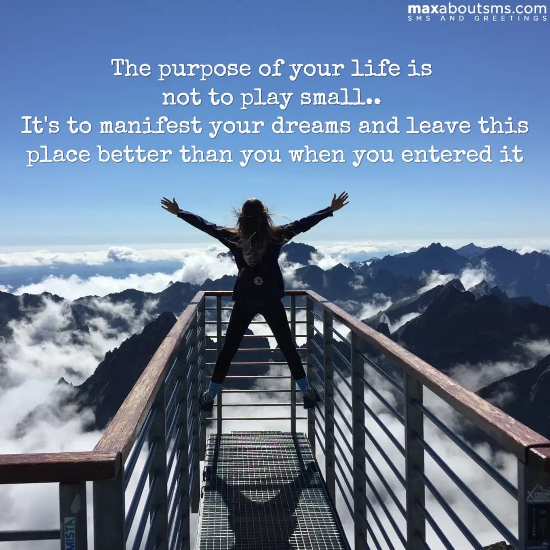 The purpose of your life is not to play small.. It