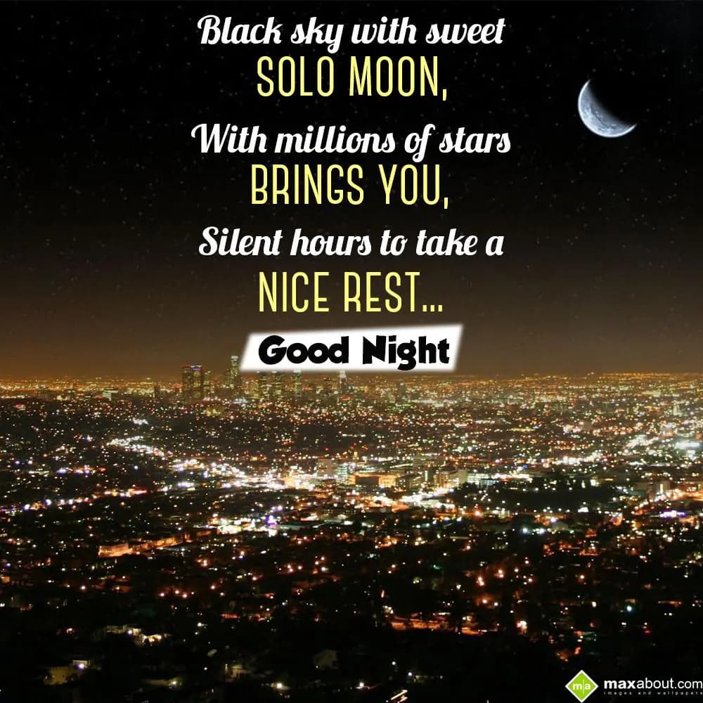 Black Sky With Sweet Solo Moon,
With Millions Of 