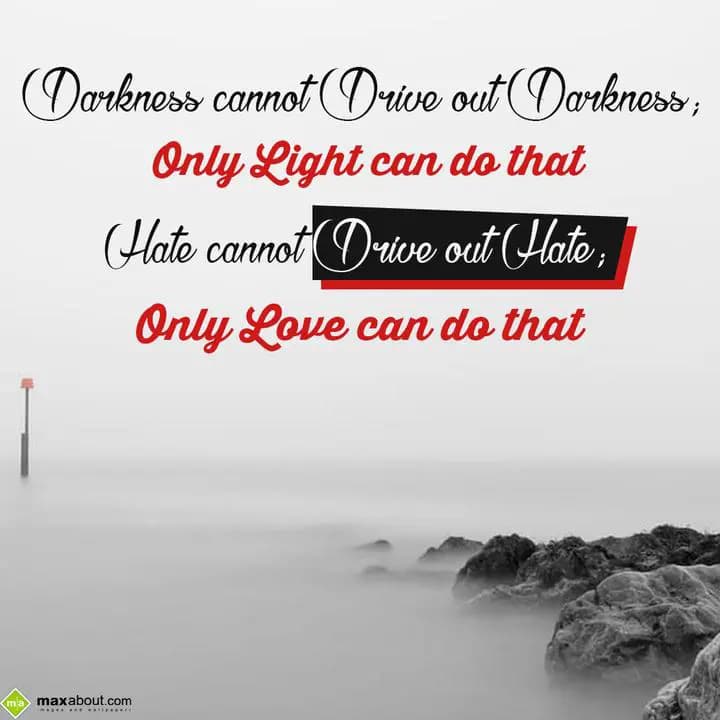 Darkness cannot drive out darkness,
Only light ca