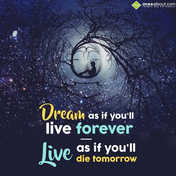 Dream as if you will live forever,
Llive as if yo