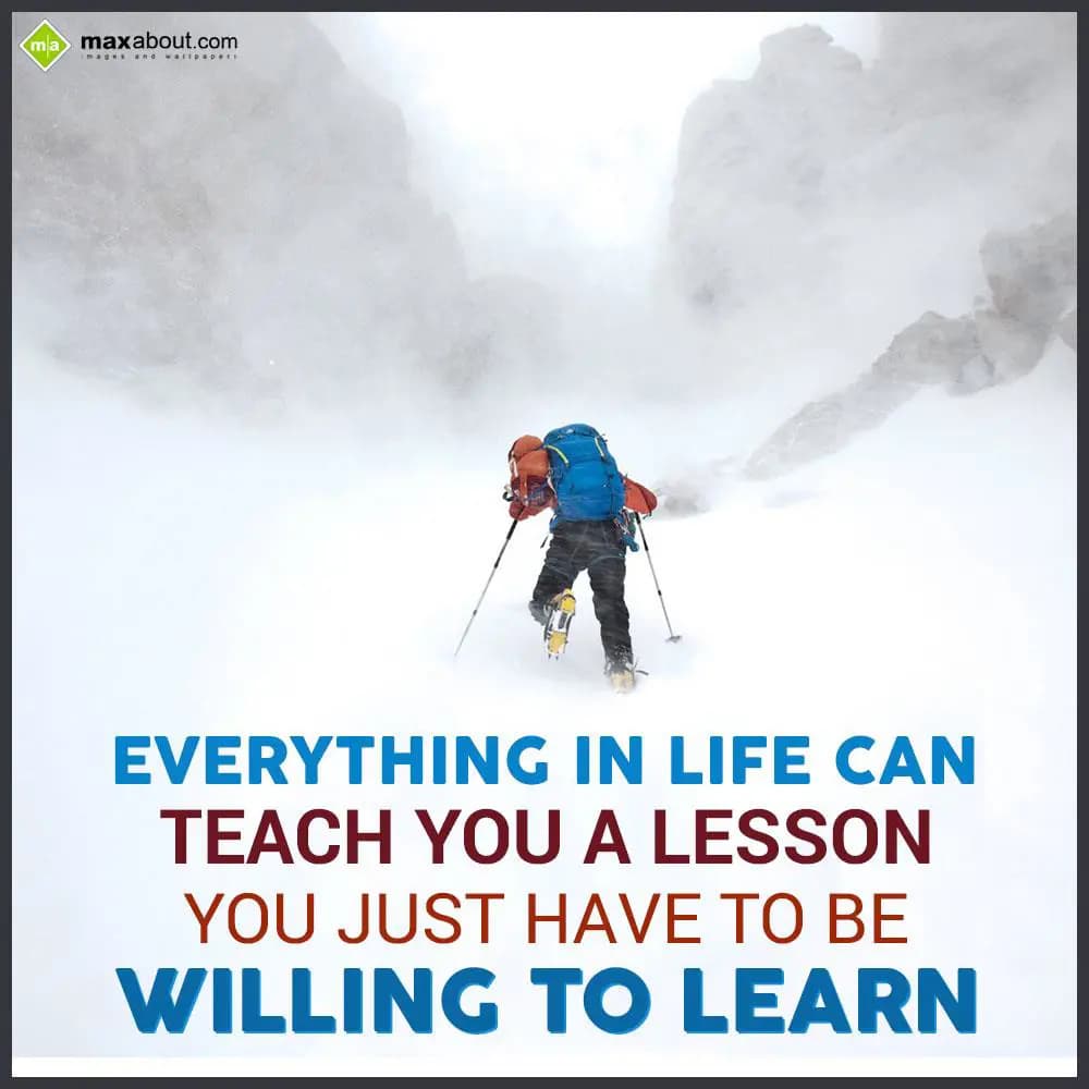 Everything in life can teach you a lesson. You jus