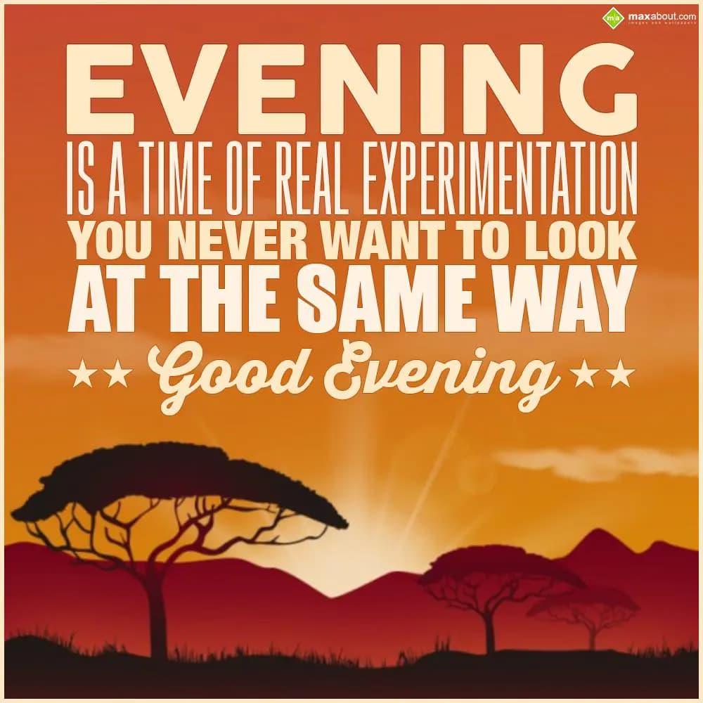 Evening is a time of real experimentation. You nev