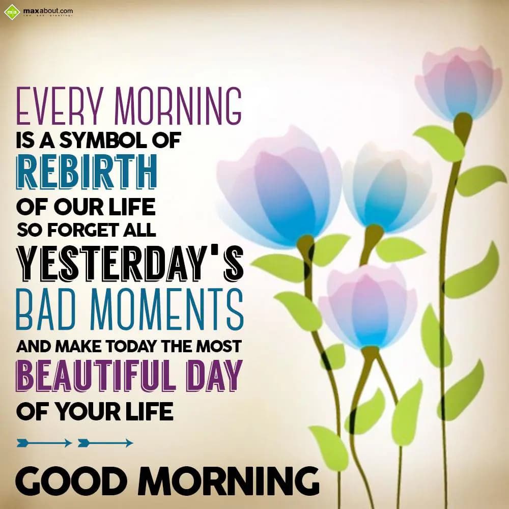 Every morning is a symbol of rebirth of our life, 
