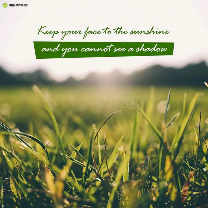 Keep your face to the sunshine
and you cannot see