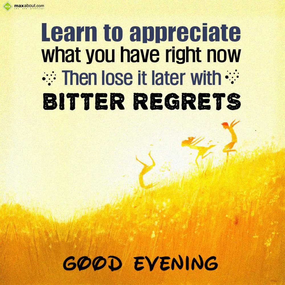 Learn to appreciate what you have right now than l