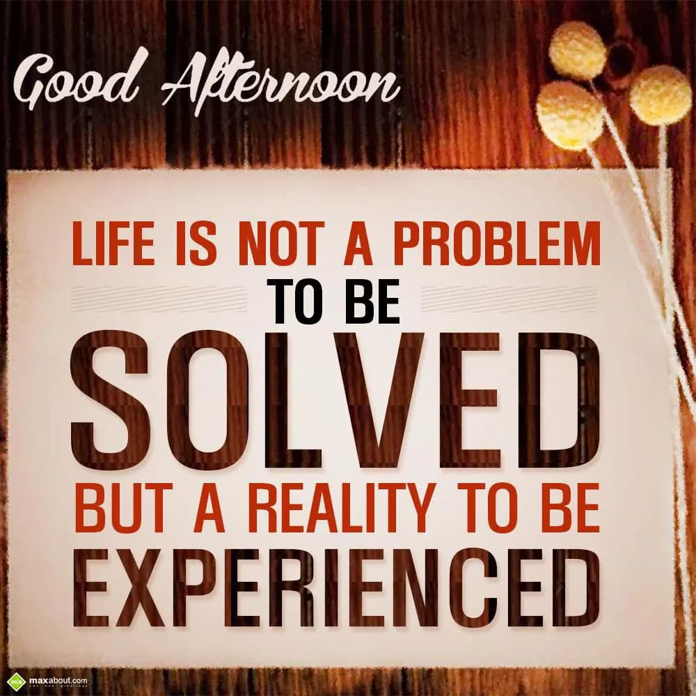 Life is not a problem to be solved but a reality t