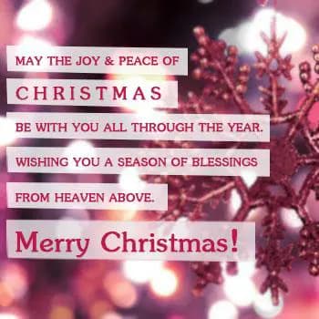 May the joy and peace of Christmas be with 
you al