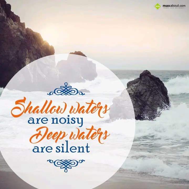 Shallow waters are noisy 
Deep waters are silent.