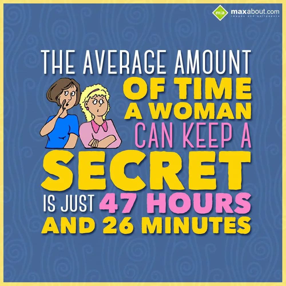 The average amount of time a woman can keep a secr