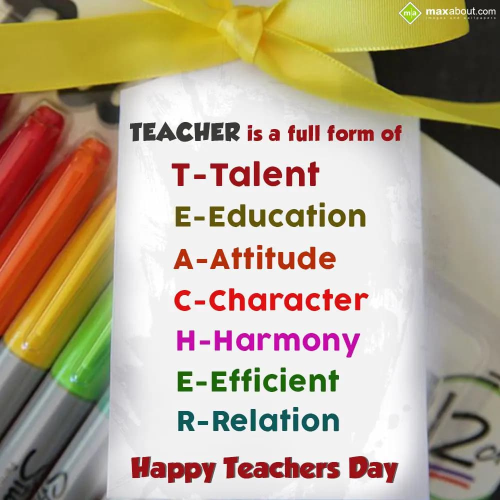 TEACHER is a full form of 
T-Talent 
E-Education