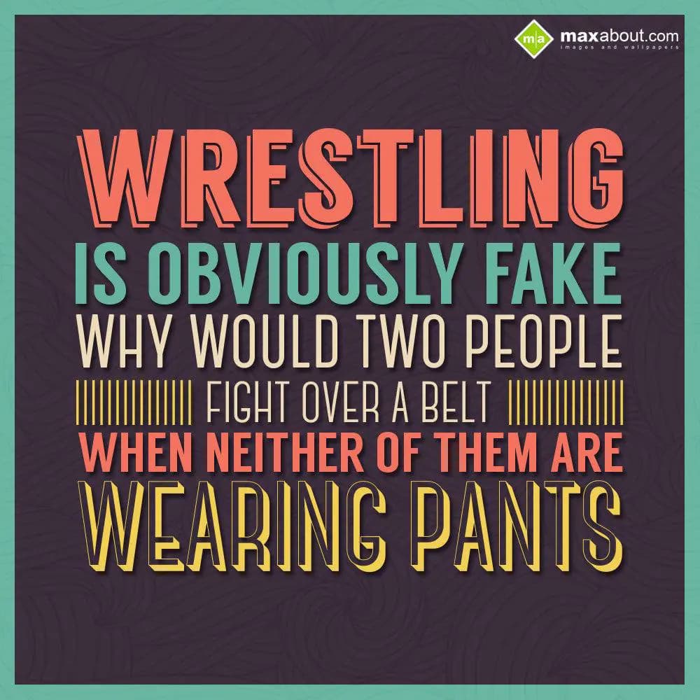 Wrestling is obviously fake. Why would two people 