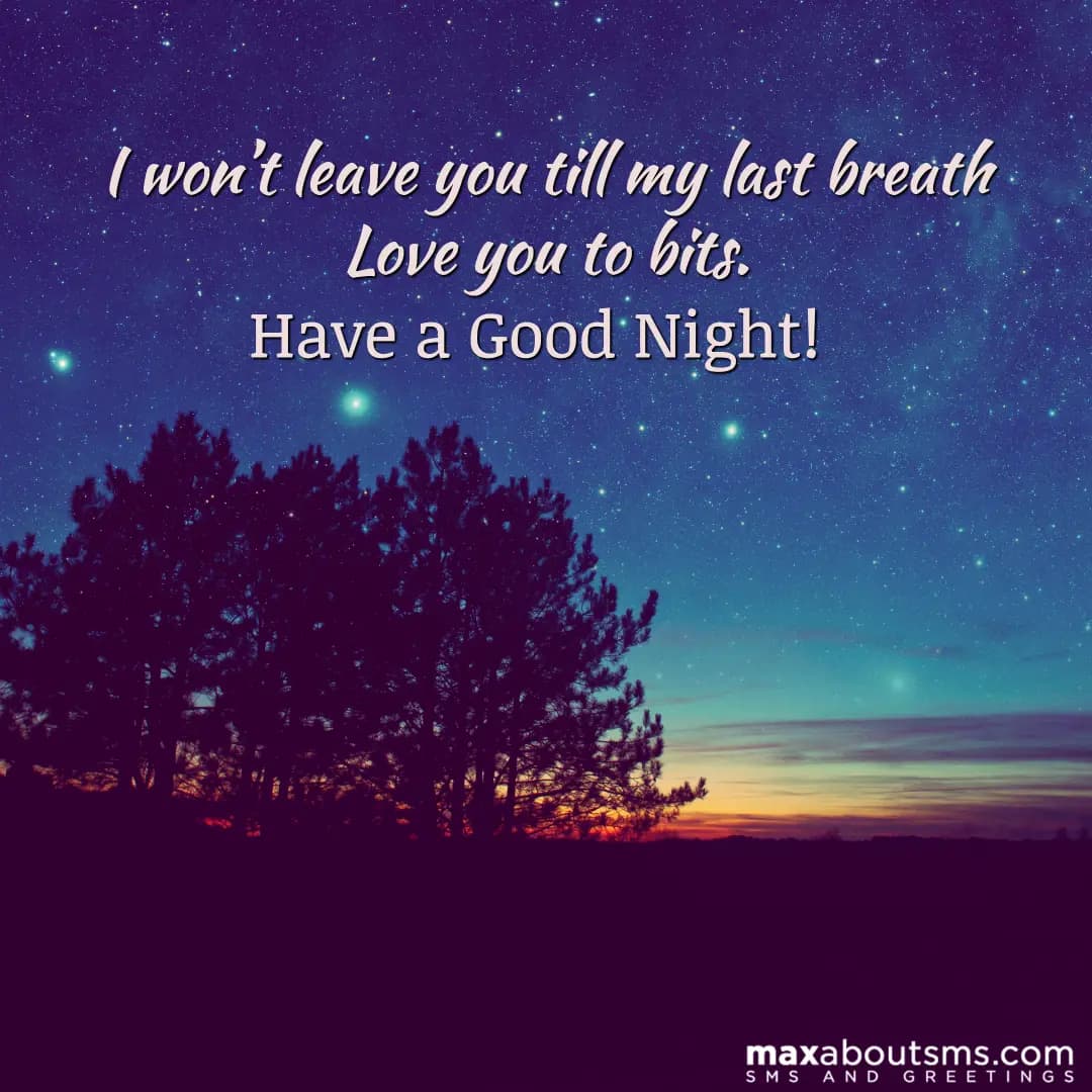 I won’t leave you till my last breath
Love you to