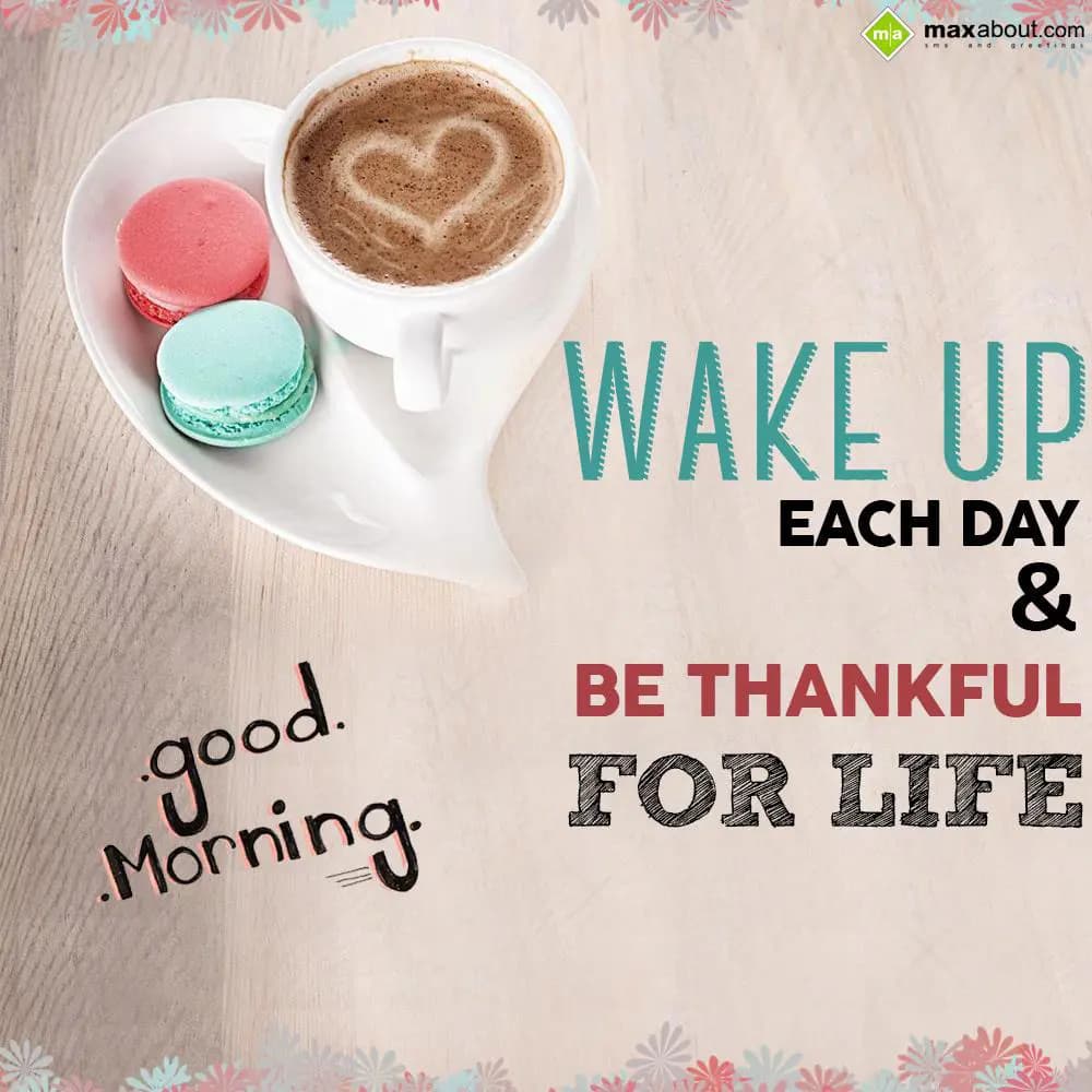 Wake up each day & be thankful for life.
Good Mor